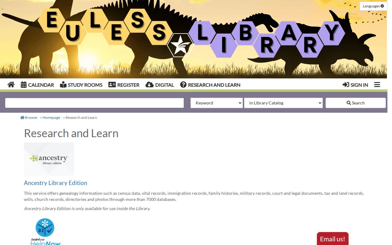 Euless city directory research gateway at Euless Public Library