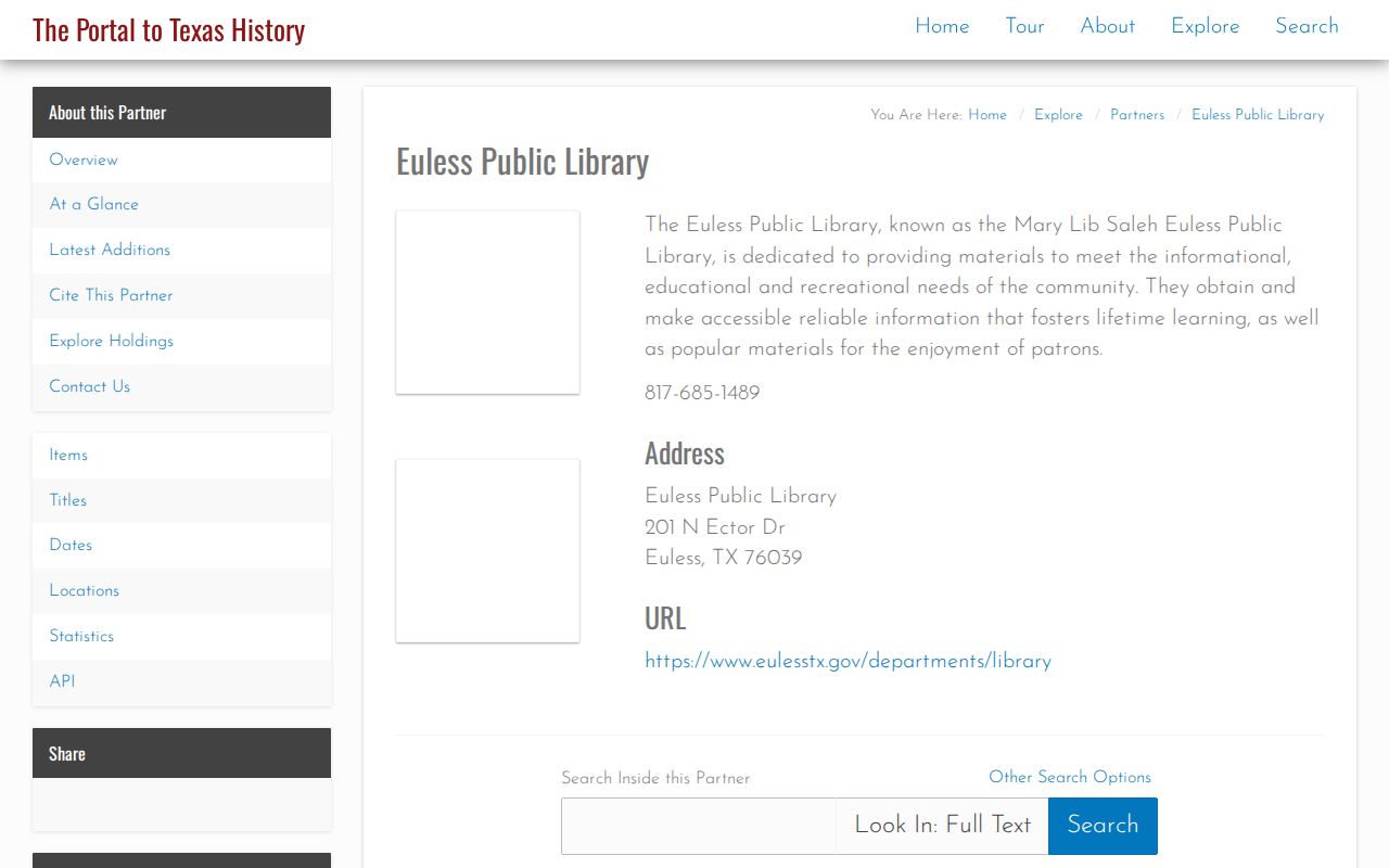 Euless city directory companion research in the UNT Euless Public Library collection