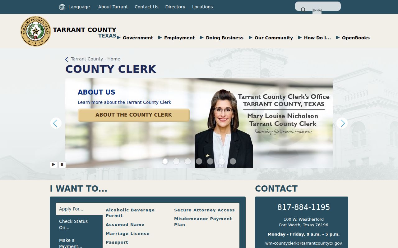 Euless residents directory Tarrant County Clerk records office