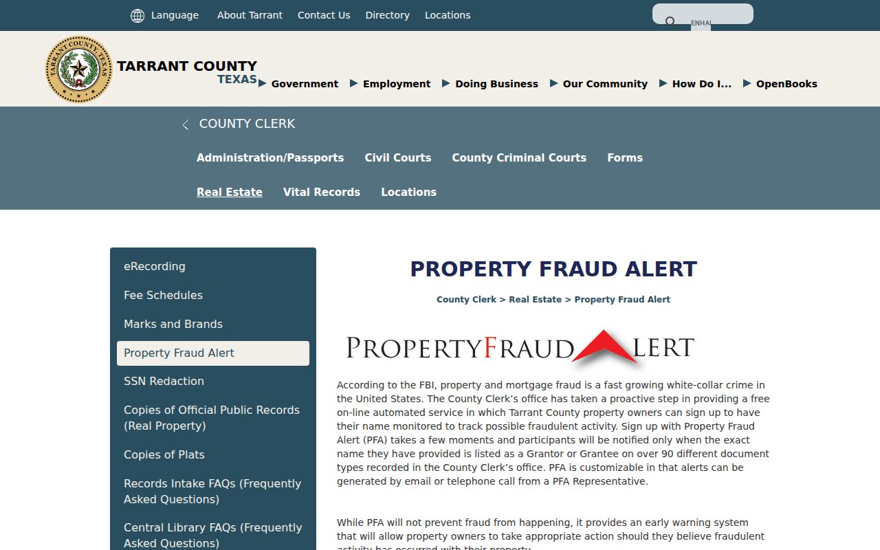 Euless previous residents deed research and Tarrant County Property Fraud Alert
